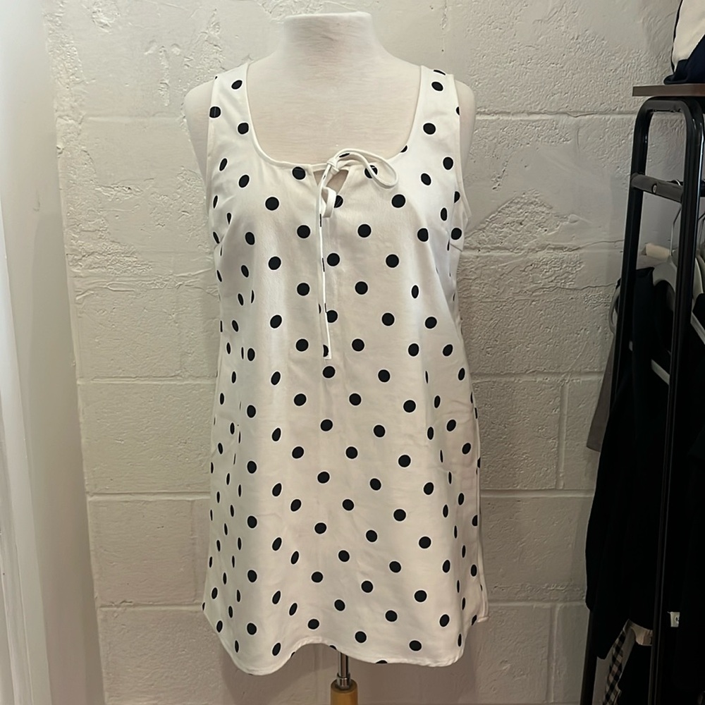 Le Lis White Denim Polka Dot Dress